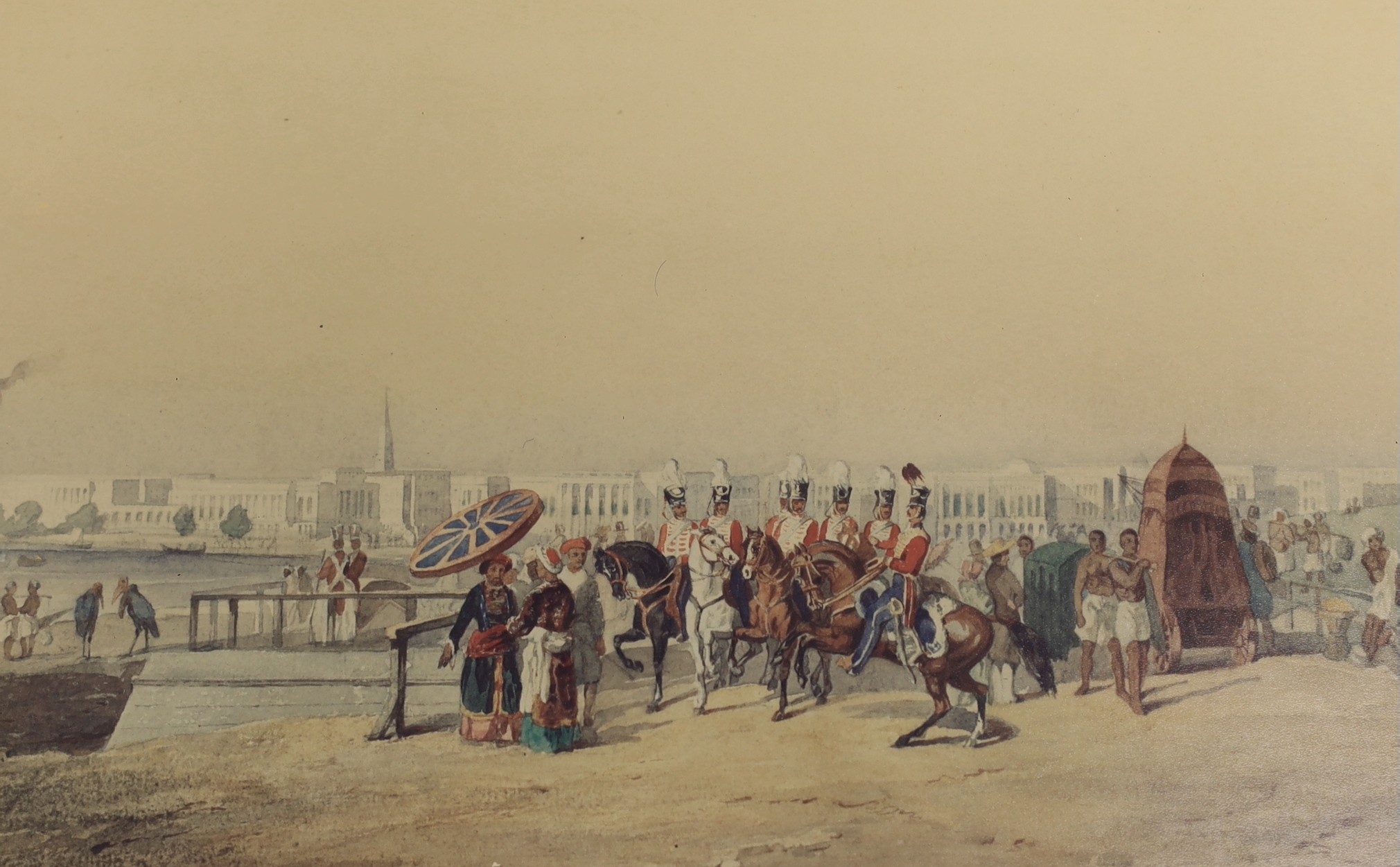 After Henry Fitzcook, six colour prints, 'The overland route to India', together with four colour prints after Turner, largest 15 x 23cm